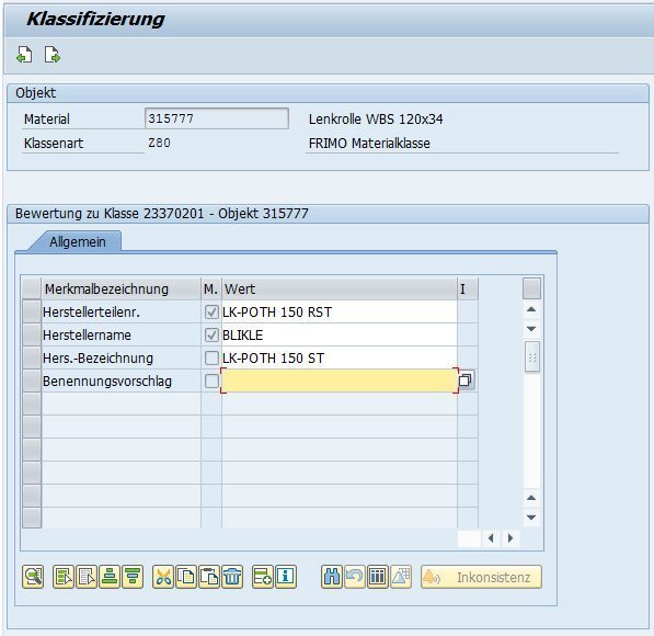 SAP Materialstamm [Anlage über Klassifizierung]